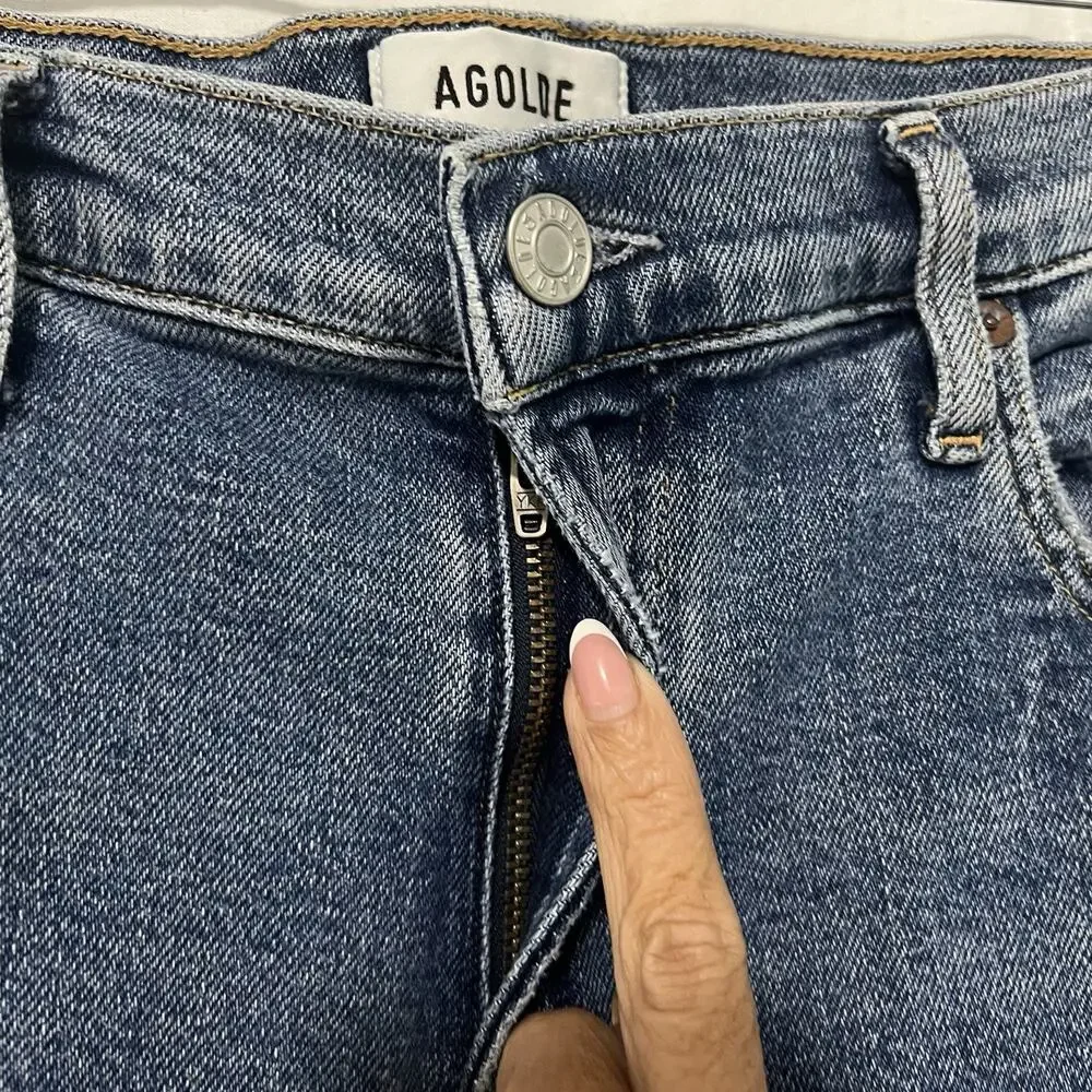AGOLDE Pinch Waist Stovepipe Jeans Denim Size 30 Super High Rise Blue A165b - Picture 5 of 15